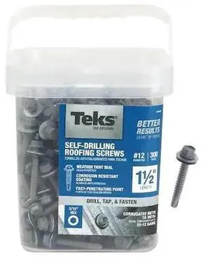 TEKS 21422 Self-Drilling Screw, #12 x 1-1/2 in, Steel Flange Hex Head External
