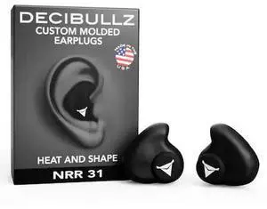 DECIBULLZ PLG1-BLK Custom Molded Earplugs-Black, 31 NRR, Simple DIY Process