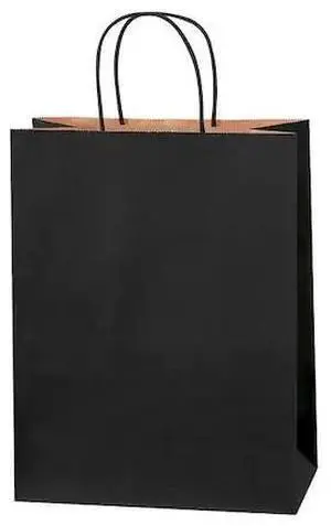 PARTNERS BRAND BGS104BL Tinted Shopping Bags, 10" x 5" x 13", Black, 250/Case