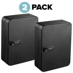 ADIROFFICE ADI682-30-BLK-2pk 30-Key Steel Secure Key Cabinet with Combination