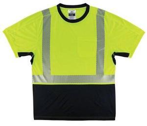 ERGODYNE 8283BK 2XL Lime Performance Hi-Vis T-Shirt Black Bottom