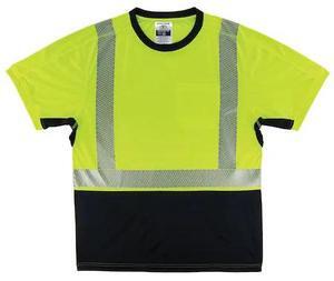 ERGODYNE 8283BK 4XL Lime Performance Hi-Vis T-Shirt Black Bottom