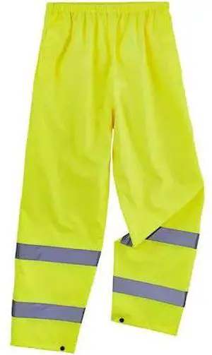 ERGODYNE 8916 Lightweight Hi-Vis Rain Pants - Class E, 150D Oxford Polyester,
