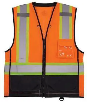 ERGODYNE 8251HDZBK Two-Tone/Black Bottom Safety Vest L, XL Class 2 U Back,