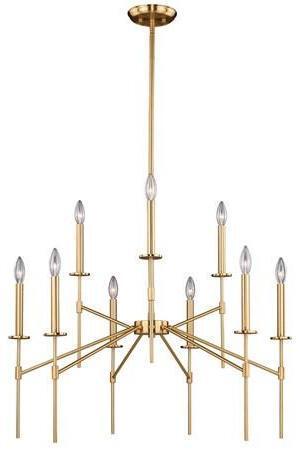 VAXCEL H0180 Kedzie 9 Light Brass Mid-Century Modern Chandelier