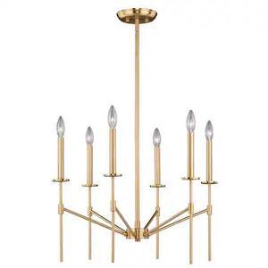 VAXCEL H0178 Kedzie 6 Light 2 Tier Brass Mid-Century Modern Chandelier