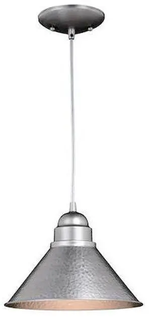 VAXCEL T0493 Outland 1 Light Pewter Farmhouse Outdoor Barn Dome Pendant