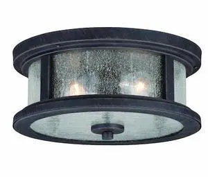 VAXCEL T0290 Cumberland Bronze Rustic Round Outdoor Flush Mount Ceiling Light