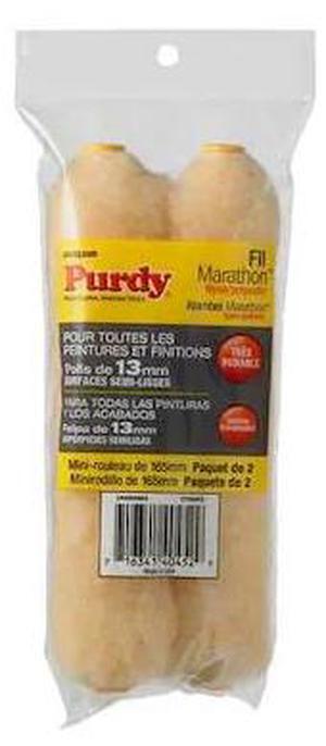 PURDY 144605063 6-1/2" Mini Paint Roller Cover, 1/2" Nap, Nylon/Polyester, 2 PK