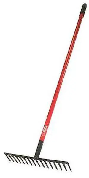 BULLY TOOLS 92301 Level Head,16" Rake,66" Fiberglass Han