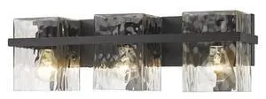 Z-LITE 1938-3V-MB Bennington 3 Light Vanity, Matte Black & Clear