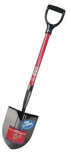 BULLY TOOLS 92510 Round Point Shovel, 12 ga. Steel Blade, Fiberglass Handle