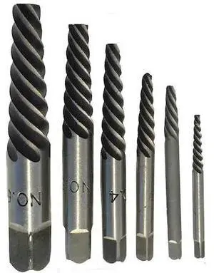 DRILL AMERICA DEWEZS1-6 No 1-6 Carbon Steel Spiral Flute Screw Extractor Set