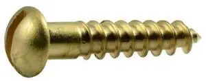 MIDWEST FASTENER 61693 Wood Screw, #8, 7/8 in, Plain Brass Round Head Slotted