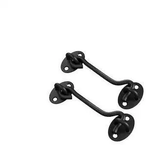 NUVO IRON HEL4BLK2PK Black Heavy Duty Rustic Hook and Eye Latch, 2PK