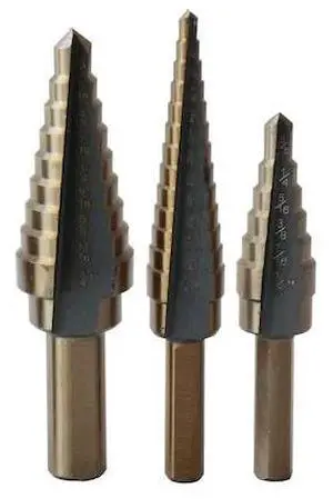 DRILL AMERICA STE1-3SET 3 Piece HSS Black & Gold Step Drill Bit Set (Sizes No 1 DRILL AMERICA STE1-3SET 3 Piece HSS Black & Gold Step Drill Bit Set (Sizes No 1