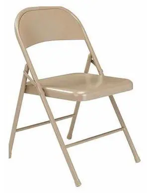 NATIONAL PUBLIC SEATING 901 Commercialine Folding Chair,Stl,Tan,PK4
