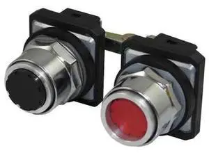 DAYTON 30G347 Pendant Push Button, 30 mm, Black/Red