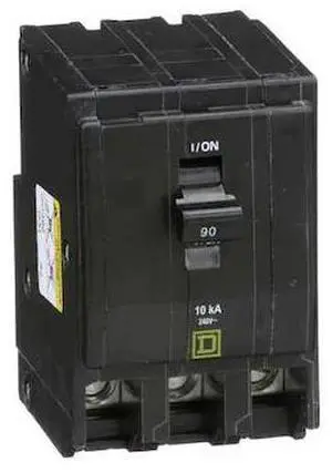 SQUARE D QO390 Miniature Circuit Breaker, QO Series, 90A, 3 Pole, 120/240V AC,