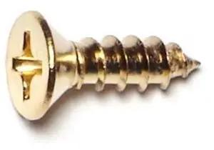 MIDWEST FASTENER 64135 Sheet Metal Screw, #12 x 3/4 in, Brass Plated Steel Flat
