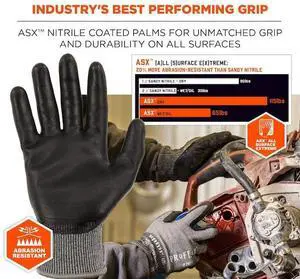 ERGODYNE 7072 ANSI A7 Nitrile Coated CR Gloves, Gray, Size XL, PR
