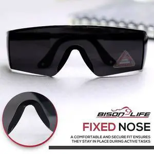 BISON LIFE ZH-BXSG-BKLBKT-MS16 Boxer Black Temples, Safety Glasses Anti-Fog &