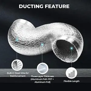 IPOWER GLDUCT14X25C 14 inch ducting 25 feet long + pair of clams