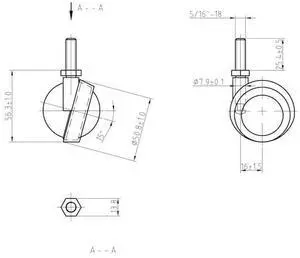 RICHELIEU 6704140 Ball Furniture Caster, Swivel Without Brake, with Threaded
