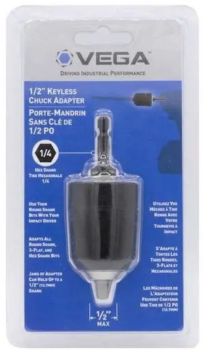 VEGA 1KCA1 Keyless Chuck Adapter,1/2 in