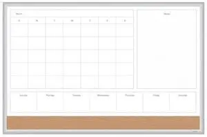 U BRANDS 3891U00-01 Boards, Combination, Magnetic Dry Erase/Bulletin, Aluminum