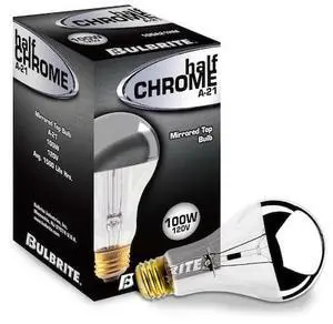 BULBRITE 861291 Pack of 8 100 Watt Dimmable Half Chrome A21 Medium E26