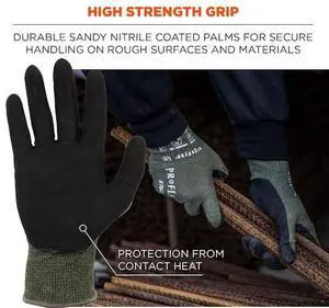 ERGODYNE 7042 ANSI A4 Nitrile Coated CR Gloves, Green, Size M, PR