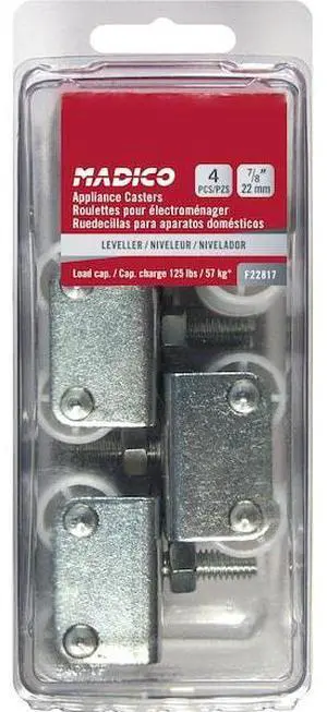 RICHELIEU F22817 Appliance Casters, Fixed, with Threaded Stem, Zinc, White RICHELIEU F22817 Appliance Casters, Fixed, with Threaded Stem, Zinc, White