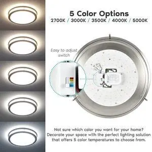 LUXRITE LR23283-1PK 16 Inch LED Flush Mount Ceiling Light 5 CCT Selectable LUXRITE LR23283-1PK 16 Inch LED Flush Mount Ceiling Light 5 CCT Selectable