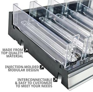 AZAR DISPLAYS 225830-TALL-BLK-2PK Adjustable Tall Divider Bin Cosmetic Tray w AZAR DISPLAYS 225830-TALL-BLK-2PK Adjustable Tall Divider Bin Cosmetic Tray w