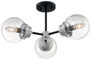NUVO 60/7133 Fixture, Semi Flush, 3-Light, Incandescent, 60W, 120V, B10, NUVO 60/7133 Fixture, Semi Flush, 3-Light, Incandescent, 60W, 120V, B10,