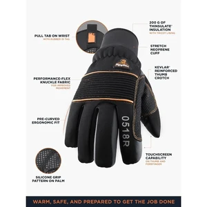REFRIGIWEAR 0518RBLKLAR Cold Protection Gloves, Synthetic Leather Palm, Tricot REFRIGIWEAR 0518RBLKLAR Cold Protection Gloves, Synthetic Leather Palm, Tricot