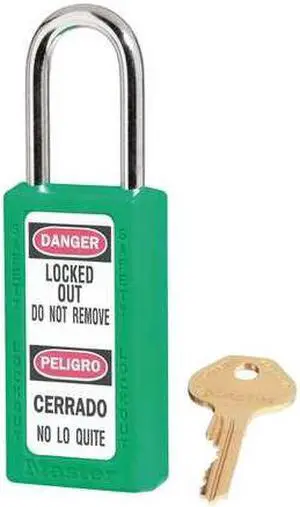 Lockout Padlock, Keyed Alike, Green, 1/4 In., PK6