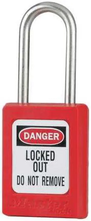 Lockout Padlock, Keyed Alike, Red, 3/16 In., PK3