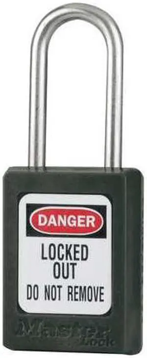 Lockout Padlock, Keyed Alike, Black, 3/16In., PK6