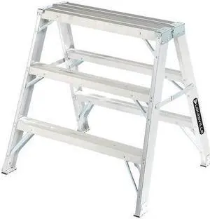 LOUISVILLE L-2032-03 Sawhorse Ladder, Aluminum, 34" W x 37" H