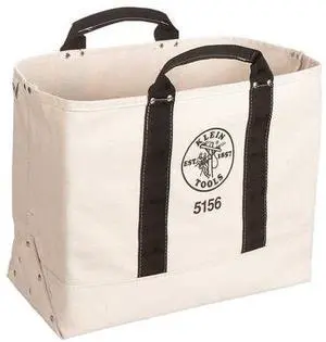 KLEIN TOOLS 5156 Tool Tote, #6 Canvas, 1 Pockets, Beige, 15" Height
