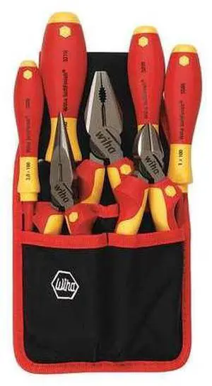Wiha 32985 7 Piece Insulated Industrial Pliers/Cutters/Drivers Belt Set