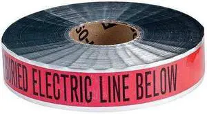 ZORO SELECT 91601 Underground Marking Tape, Caution Buried Electric Line Below,