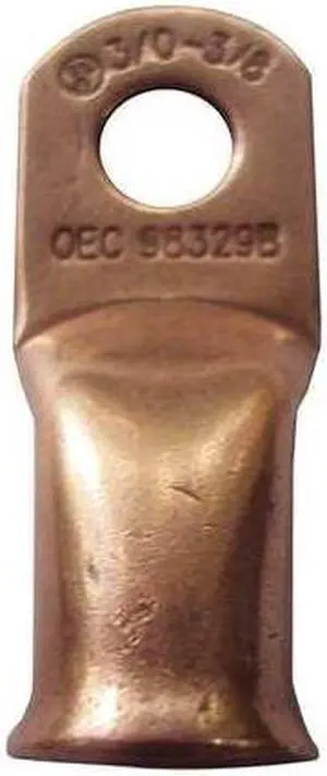WESTWARD 23YZ03 Lug,1/0ga,1/2 In,Copper,Crimp/Solder,PK2