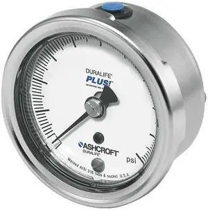 ASHCROFT 251009SW02BXLL200 Industrial Pressure Gauge, 0 to 200 psi, 2 1/2 in