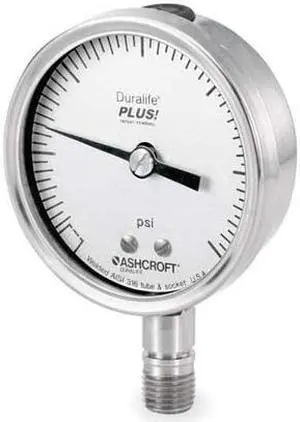 ASHCROFT 351009SW02LXLL60 Industrial Pressure Gauge, 0 to 60 psi, 3 1/2 in