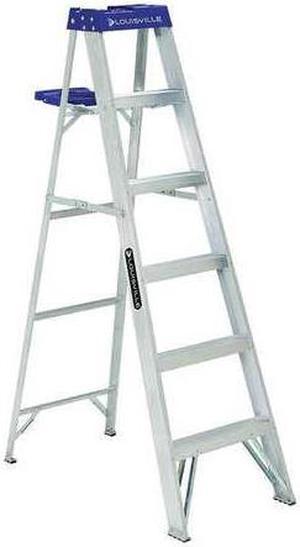Louisville AS2106 6 ft. Type I Duty Rating 250 lbs. Load Capacity Aluminum Step Ladder with Molded Pail Shelf