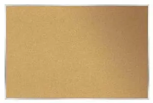 Ghent 1334-1 Aluminum-Frame Natural Corkboard - 46.5" x 36" - Tan Surface, Satin Aluminum Frame
