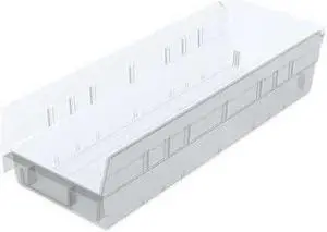 AKRO-MILS 30138SCLAR Shelf Storage Bin, Plastic, Clear, 4 in H, 6 5/8 in W, 17